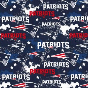 Sports & Team Fabric |  1yd New England Patriots Cotton Fabric Distressed