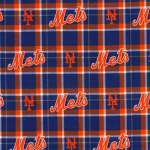 Sports & Team Fabric |  1yd New York Mets MLB Flannel Fabric Plaid