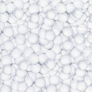 Sports & Team Fabric |  1yd White Golf Balls Cotton Fabric