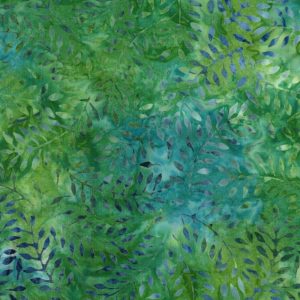 Sustainable Fabrics |  1yd Batik Cotton Fabric Green Leaves