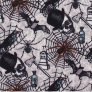 Sustainable Fabrics |  1yd Black Spooky Halloween Anti Pill Fleece Fabric