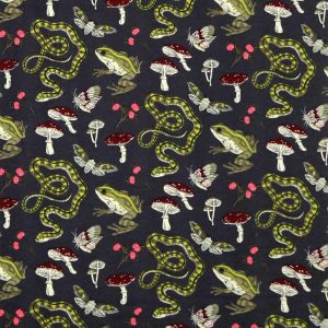 Sustainable Fabrics |  1yd Green Frogs & Snakes Super Snuggle Flannel Fabric