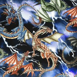 Sustainable Fabrics |  1yd Multicolor Dragon Dance Cotton Canvas Fabric Home Essentails