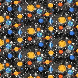 Sustainable Fabrics |  1yd Solar System Names Super Snuggle Flannel Fabric