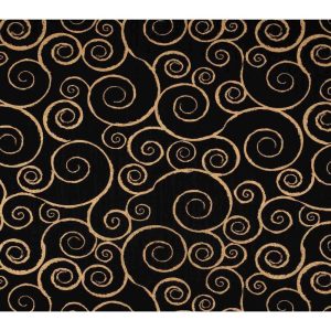 Sustainable Fabrics |  1yd Swirls on Black Quilt Metallic Cotton Fabric