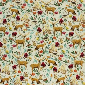 Sustainable Fabrics |  1yd Woodland Animals Cotton Canvas Home Decor Fabric