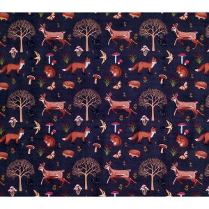 Sustainable Fabrics |  1yd Woodland Animals on Black Super Snuggle Flannel Fabric