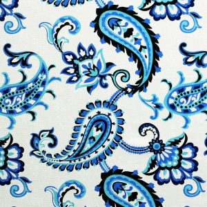 Utility Fabric |  1yd Blue Jacobean Paisley Cotton Canvas Fabric