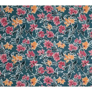 Utility Fabric |  1yd Blue Painterly Flowers Cotton Canvas Fabric