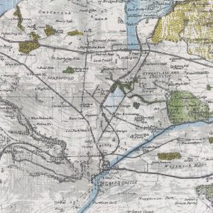 Utility Fabric |  1yd Map On Cream Cotton Canvas Fabric