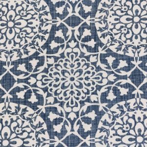 Utility Fabric |  1yd Medallion On Blue Cotton Canvas Fabric