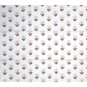 Utility Fabric |  1yd Stamped Floral on White Cotton Canvas Fabric