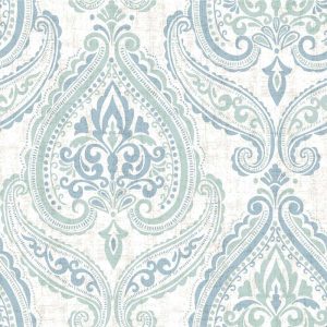 Utility Fabric |  1yd White & Blue Medallion Duck Cotton Canvas Fabric