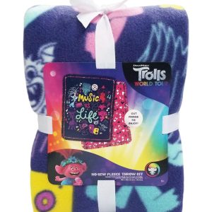 Fleece Tie Blankets |  1yd Trolls No Sew Fleece Throw 48″ Music Is Life