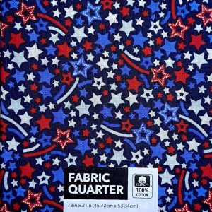 Holiday Fabric |  1yd 18″ x 21″ Small Stars on Blue Patriotic Cotton Fabric Quarter 1pc