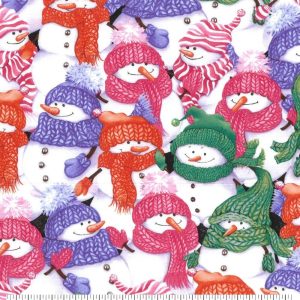 Holiday Fabric |  1yd Snowmen Friends Christmas Cotton Fabric