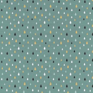 Kids Fabric |  1yd Raindrops on Teal Nursery Flannel Fabric