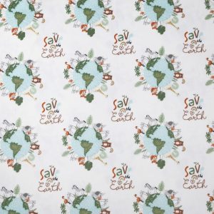 Kids Fabric |  1yd Save The Earth Nursery Soft & Minky Fabric